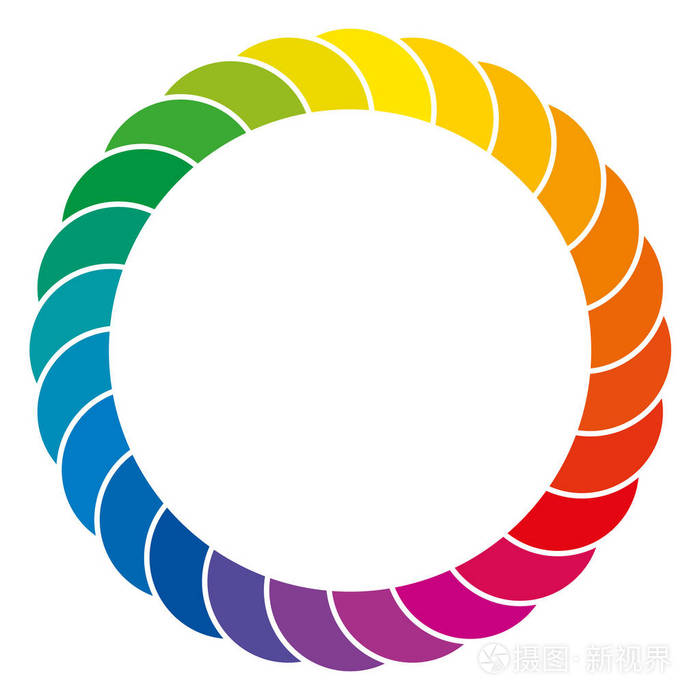 彩虹色的背景五颜六色的空间和圆圈由重叠的彩色光谱段组成通过白色