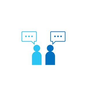 社交谈话网络团体标志符号。 人们的偶像。 商业公司团队一起工作。 人群标志。 领导或社区概念。 平面样式的矢量插图。