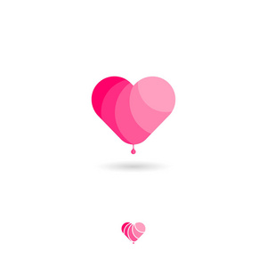 心脏UI图标。 医疗卫生心电图标志。 白色背景上有阴影的粉红色心脏。 网页图标。 模板版本