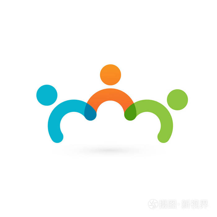 标志型业务团队符号的插图设计 矢量快乐人网页图标.