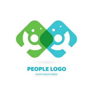 标志型业务团队符号的插图设计。 矢量快乐人网页图标。