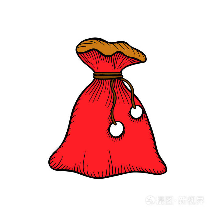 大型圣诞麻袋寒假概念. 圣诞礼物和礼物的容器.