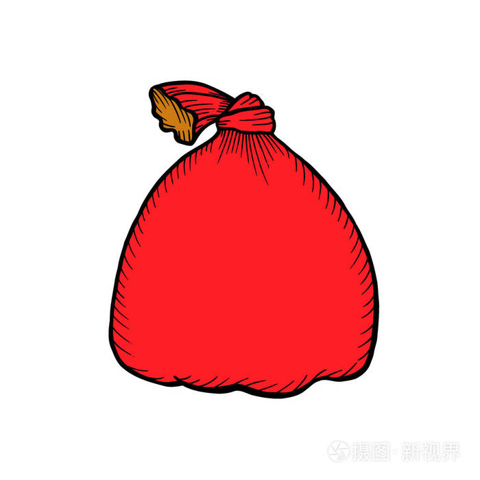 圣诞老人红色的袋子隔离在白色上. 大型圣诞麻袋寒假概念.