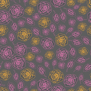 花束拼贴花在开花无缝重复图案。 五颜六色的图案背景。 表面图案设计为粉红色黄蓝色红色。 完美的织物剪贴簿