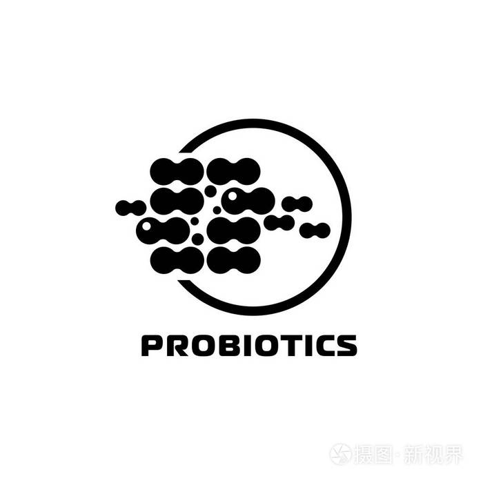 益生菌标志. 细菌标志. 用于治疗目的健康营养成分的概念.