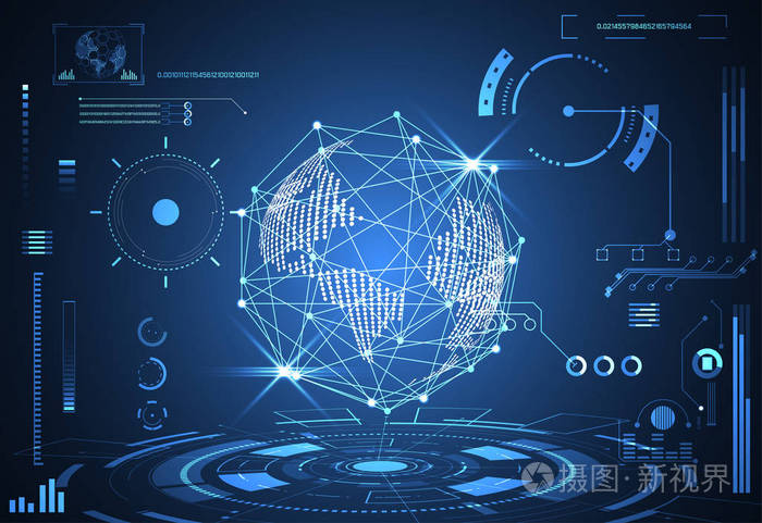 世界数字hud接口全息图数字数据通信圈百分比活力创新高科技未来设计