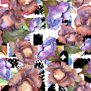 粉红色和紫色的加德尼亚。 花卉植物花。 无缝背景图案。 织物壁纸印花纹理。 背景纹理包装图案框架或边框的水花野花。