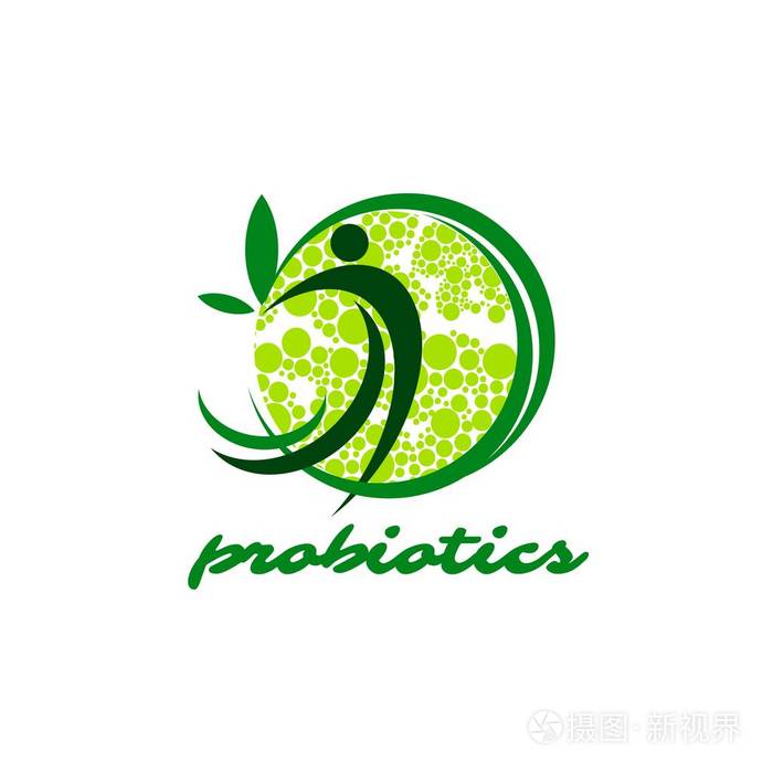 益生菌标志.细菌标志.治疗用健康营养成分的概念.简约