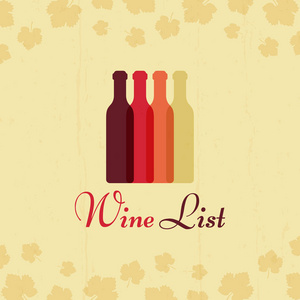 葡萄酒列表矢量葡萄酒海报与葡萄叶子