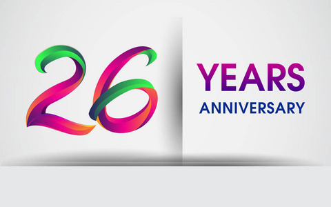 庆祝26周年标志彩色设计标志型隔离在白色背景矢量元素庆祝99岁生日聚会。