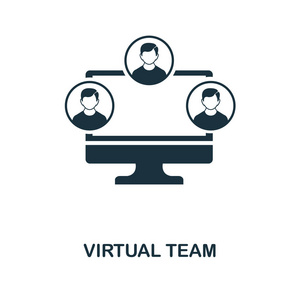 虚拟团队图标。单色风格图标设计从项目管理图标集合。威尔虚拟团队图标的插图。可在网页设计应用程序软件打印中使用