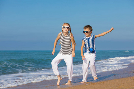 s vests. Kids having fun outdoors. Concept of sailors on vacatio