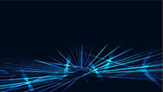 纹理抽象的彩色蓝色宇宙神奇发光闪亮的霓虹灯线螺旋波的能量模式线程和复制空间。背景。矢量插图