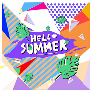 矢量彩色夏季横幅。 夏季节日的热带背景插图。