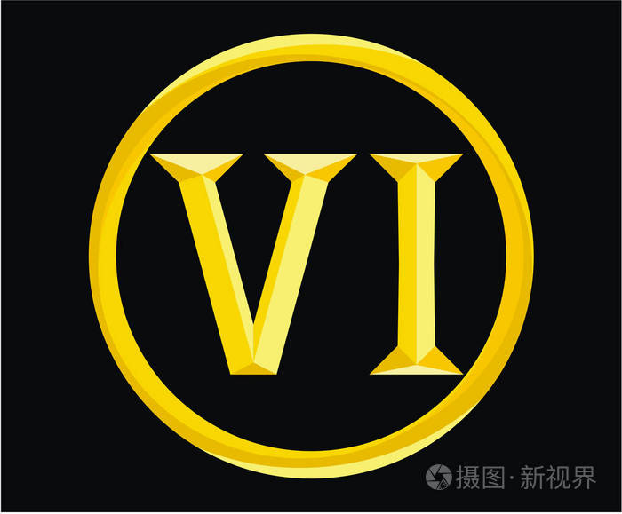 罗马数字数字6,6型,字母字母,标志,标志,标志性设计插图,日历号码或