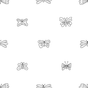 蝴蝶无缝图案在波霍风格与装饰。 可印刷用作包装纸壁纸纺织面料等。
