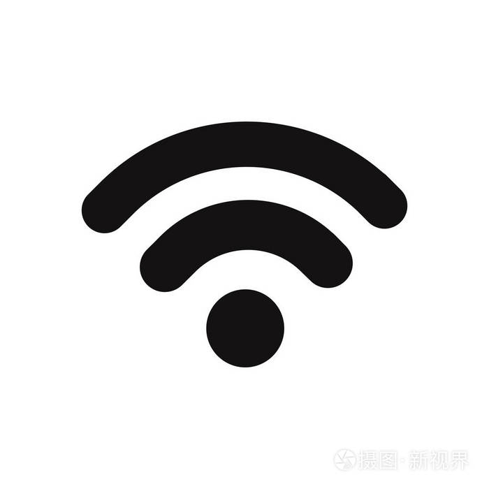 无线信号图标无线符号连接象形文字平面矢量符号隔离在灰色背景上用于