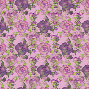 花束紫色牡丹无缝图案水彩插图。 粉红色和丁香色。 织物印花图纸，纺织品设计，壁纸，亚麻布，室内纺织品