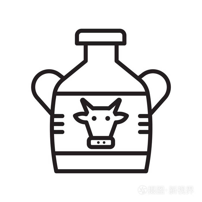 牛奶图标矢量符号和符号隔离在白色背景牛奶标志概念轮廓符号线性符号
