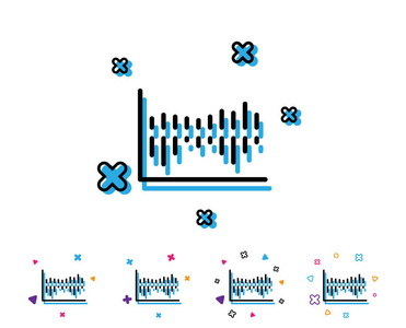 列图线图标..财务图表标志。股票交易符号。商业投资。带有几何元素的线条图标。色彩鲜艳的设计。矢量