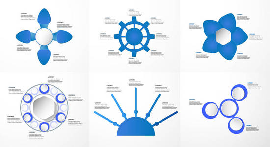 一套蓝色信息图形元素与剪纸和数字工艺。 图表的业务演示模板，网页横幅和运动图形与复制空间的文本在灰色背景。