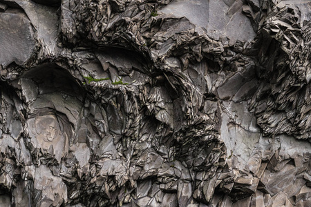 冰岛南部Reynisfjara海滩火山玄武岩火山岩地层