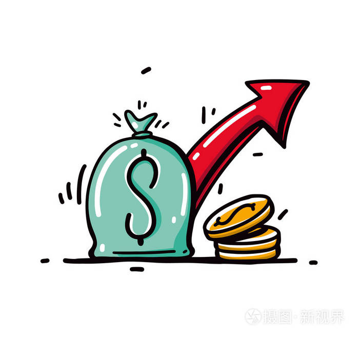 财务战略投资回报高,预算平衡,利率信用货币 孤立在白色背景上.