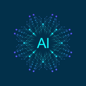 人工智能徽标, 图标。矢量符号 Ai。深入学习与未来技术概念设计