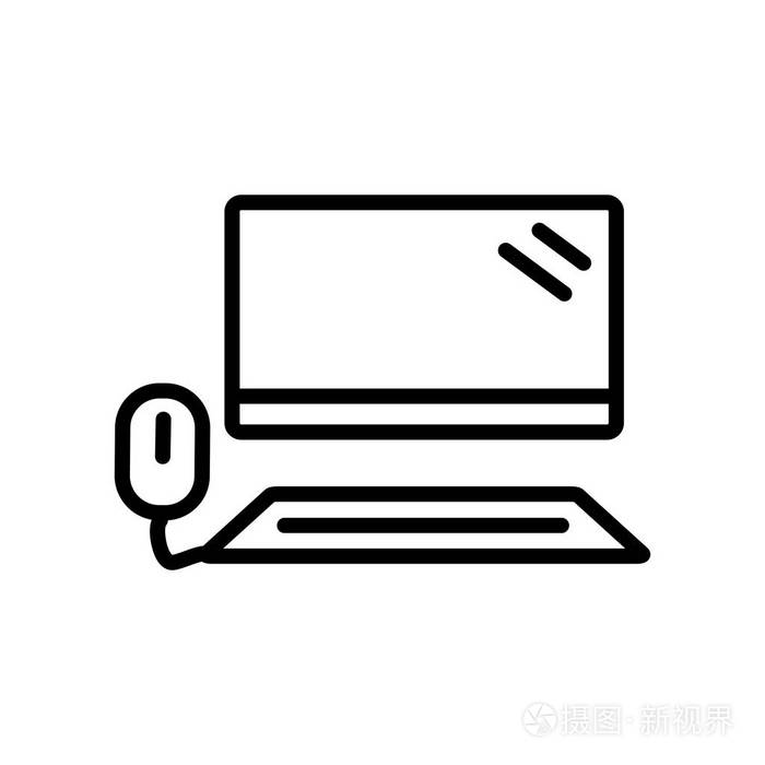 计算机设置图标矢量隔离在白色背景计算机设置透明标志线性和笔画元素