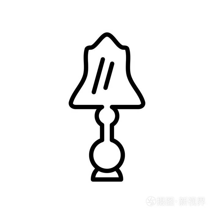 台灯图标矢量隔离在白色背景台灯透明标志线性和笔画元素的轮廓风格
