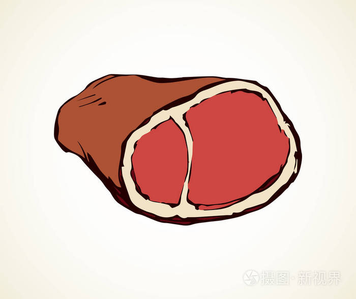 美味的盐肥猪腿肉干莱维耶在白色背景下治愈了wurst小吃的文字鲜艳的