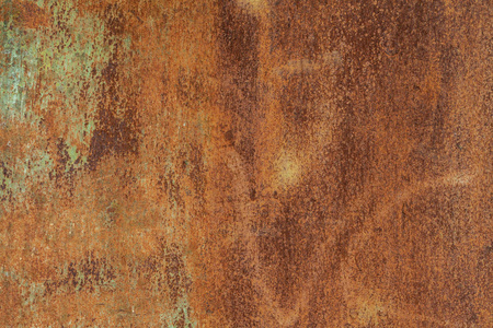 生锈的黄色红色纹理金属表面。 金属板材的织构容易氧化和腐蚀。 格朗格风格的纹理背景
