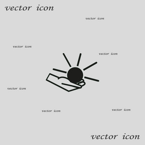 太阳手平面图标矢量插图