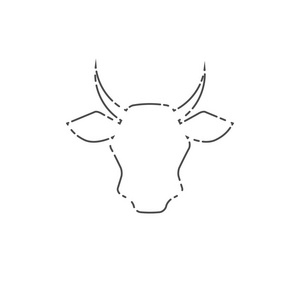 牛头，牲畜线图标。矢量线艺术牛脸，农场，肉或牛奶符号。牛吉祥物，单色插图。