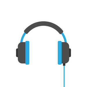 耳机耳机图标的平面风格。 耳机矢量插图白色隔离背景。 音频小工具业务概念。