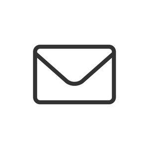 邮件信封图标的平面风格。 收到电子邮件信件垃圾邮件矢量插图白色隔离背景。 邮件通信业务概念。