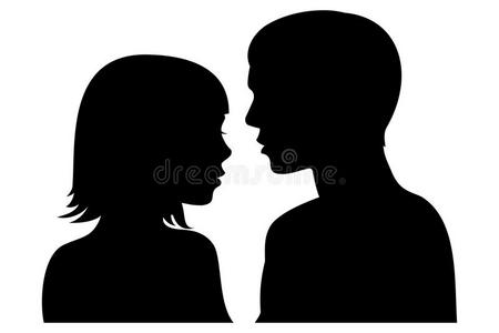 男人和女人面对面的剪影
