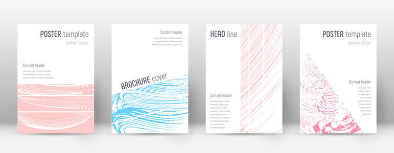 封面设计模板。几何小册子布局。大胆的时尚抽象封面页面。粉红色和蓝光