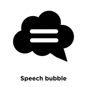 白色背景上隔离的语音气泡图标矢量，透明背景上语音气泡标志的标志概念，填充黑色符号