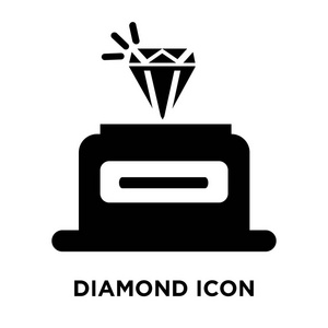 钻石图标矢量隔离在白色背景，标志概念钻石标志在透明背景，填充黑色符号