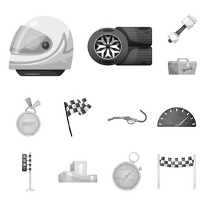 汽车和拉力赛标志的矢量设计。一套汽车和种族股票符号的网站