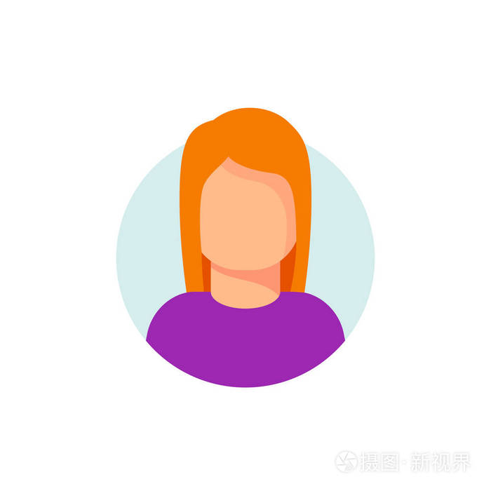妇女面孔在圈子图标向量例证想法的头像或我的帐户女性字符图标隔离