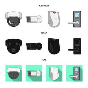 闭路电视和摄像标志的矢量设计。网络中的闭路电视和系统股票符号集