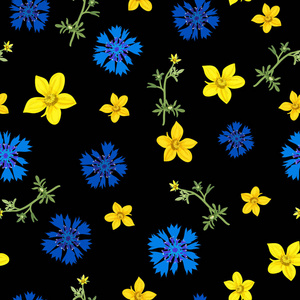 花卉无缝图案花卉矢量背景插图。