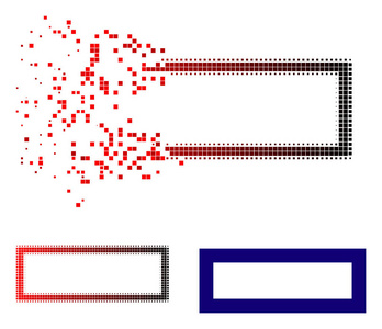 碎片像素半色调矩形框架图标