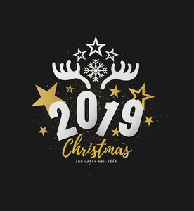 圣诞快乐，新年快乐，2019年矢量设计