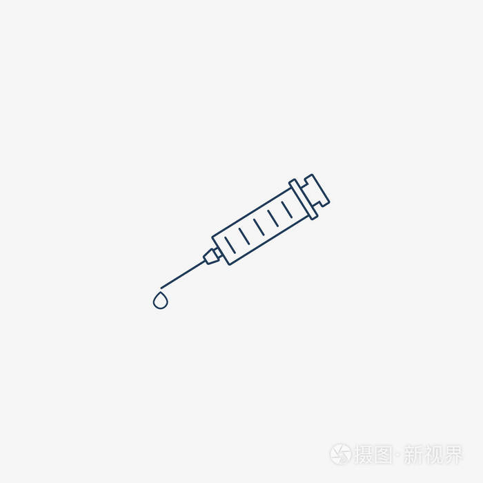 医用注射器平面图标矢量插图