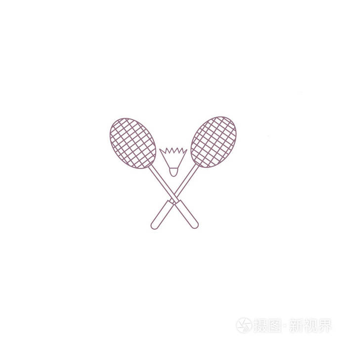 羽毛球矢量插图用球拍