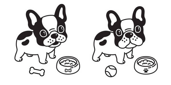 狗矢量法国斗牛犬卡通人物标志图标棒球碗插图符号