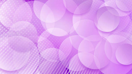 紫色半透明圆圈和半色调圆点的抽象背景
